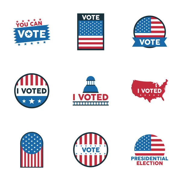 Bundle of nine usa presidential election icons — Stock Vector