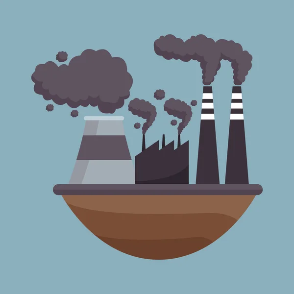 Redden van de wereld milieu poster met fabriek vervuilend — Stockvector