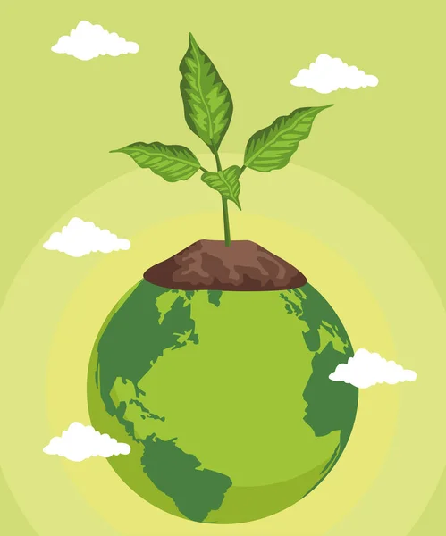 地球と木の植物で世界の環境ポスターを保存します — ストックベクタ