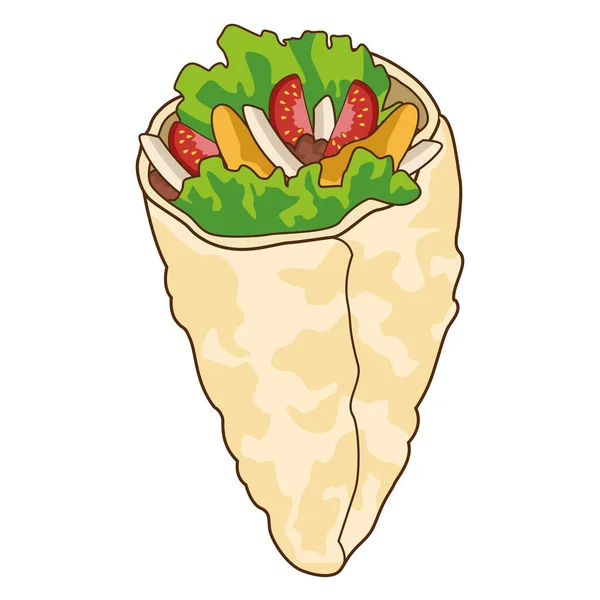 Lezzetli burrito fast food ikonu — Stok Vektör