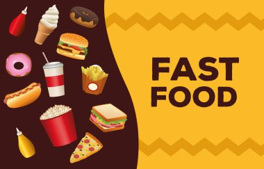 Bir paket lezzetli fast food menüsü ve harf