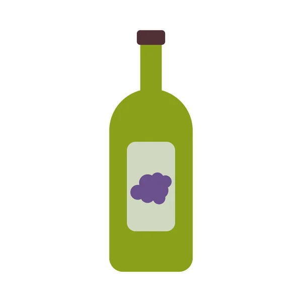 Bouteille de vin avec raisin icône de style plat — Image vectorielle