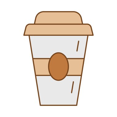 Plastik kabın içindeki kahve doldurma biçimi simgesi