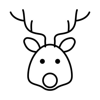 Mutlu noeller Ren geyiği çizgisi tarzı ikon