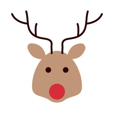 Mutlu noeller Ren geyiği düz stil ikonu