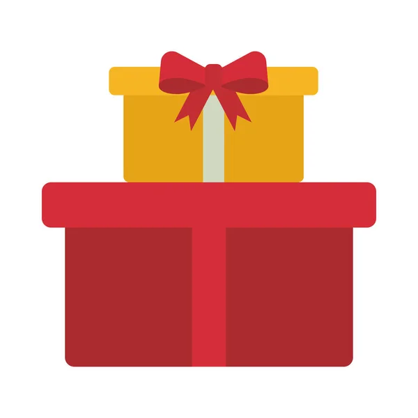 Joyeux cadeaux de Noël heureux icônes style plat — Image vectorielle