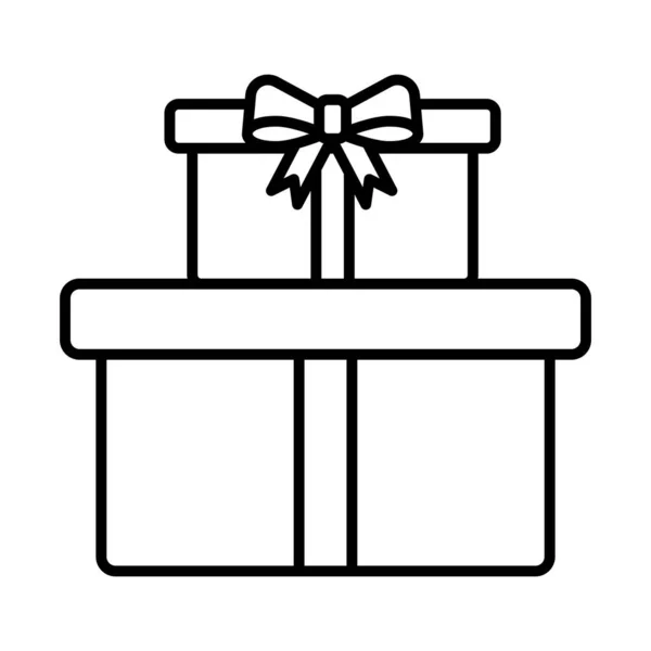 Boldog karácsonyt ajándékok vonal stílus ikonok — Stock Vector