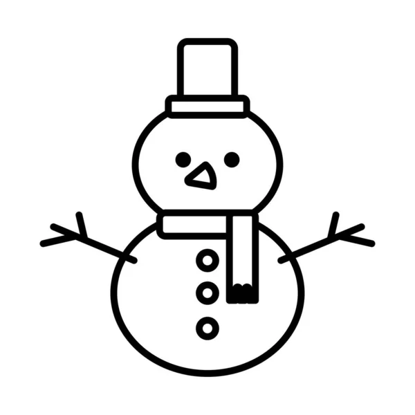Щасливий веселий різдвяний сніговик значок лінії стилю — стоковий вектор