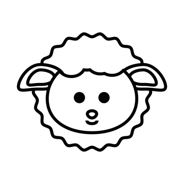 Pequeno ícone de estilo de linha animal de ovelha bonito — Vetor de Stock