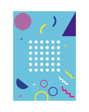 Açık mavi memphis tarzı arkaplan noktalı kare ile