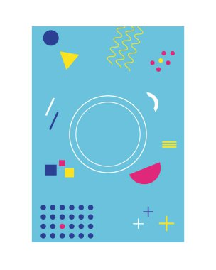 Çember şekilli açık mavi memphis tarzı arkaplan