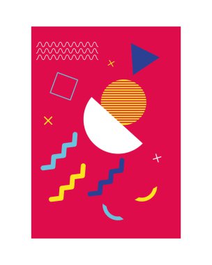 kırmızı renk memphis biçimi arkaplan figürleri