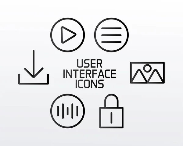 Six of user interface set line style icons — Stock Vector