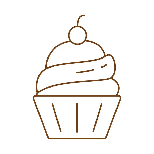 Doce cupcake linha de pastelaria ícone de estilo — Vetor de Stock