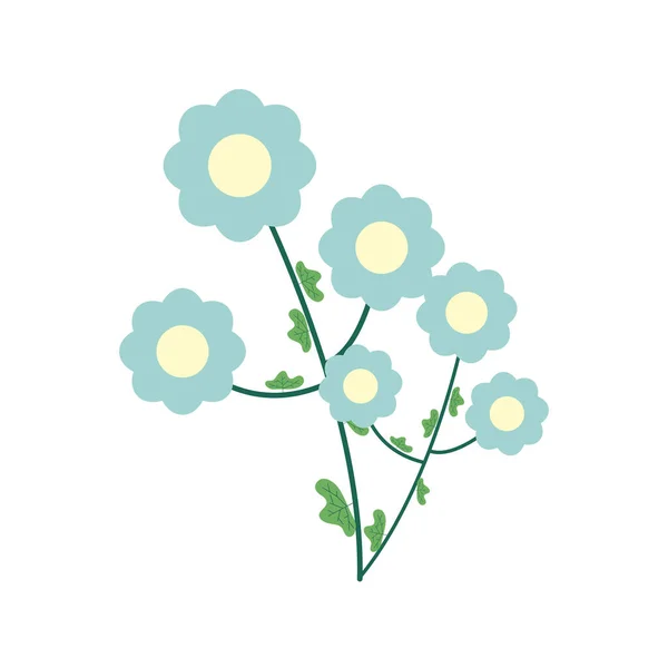 Light blue flowers garden flat element — Stock Vector