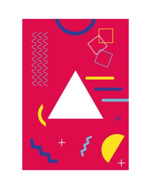 üçgen ve şekilli kırmızı renk memphis tarzı arkaplan