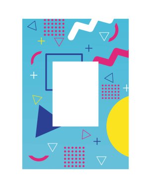 Şekiller ve dikdörtgenli açık mavi memphis tarzı arkaplan