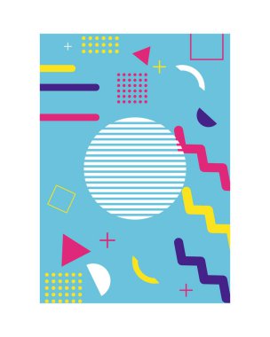 açık mavi memphis tarzı arkaplan çizgileri ve daire