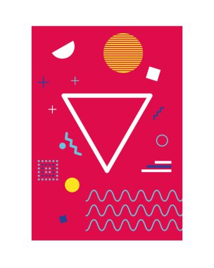 üçgenli kırmızı renk memphis tarzı arkaplan