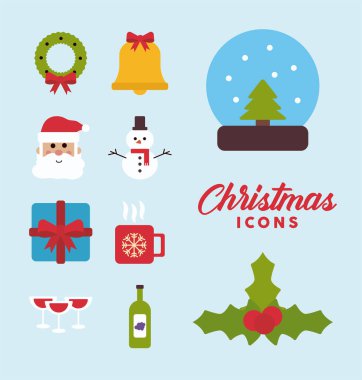 Mutlu noeller için harf ve deste düz simgeler