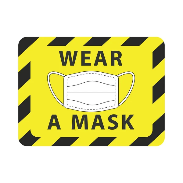 Usar máscara amarelo anunciar etiqueta — Vetor de Stock