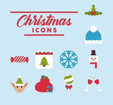 Mutlu noeller için harf ve deste düz simgeler