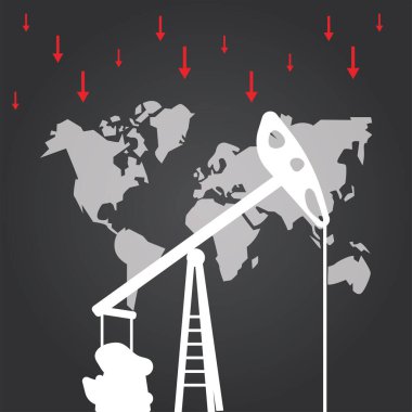 Dünya gezegeninde sondaj fabrikası ve okları olan petrol fiyatları grafiği