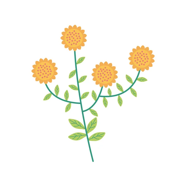 Fleurs jaunes jardin élément plat — Image vectorielle
