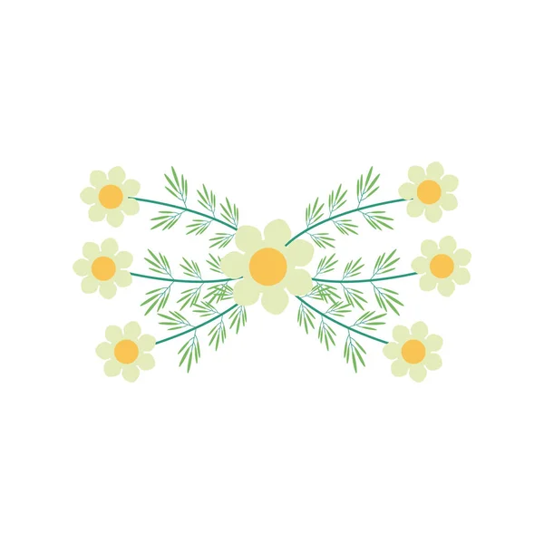 납작 한 흰색 꽃 정원 — 스톡 벡터