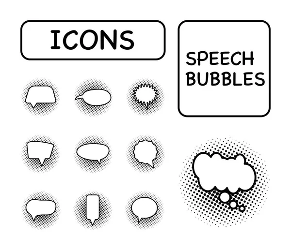 Bündel von zehn Sprechblasen isolierte Symbole — Stockvektor