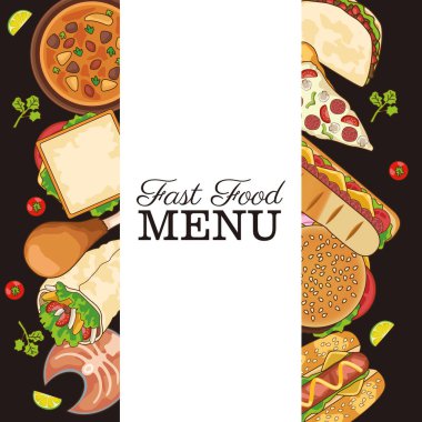 Lezzetli fast food menü çerçevesi