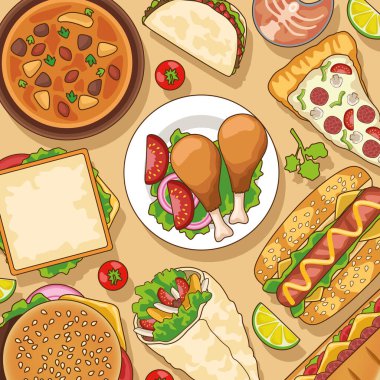 Lezzetli fast food menü kalıbı