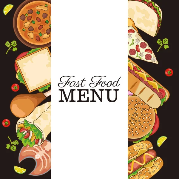 Lezzetli fast food menü çerçevesi