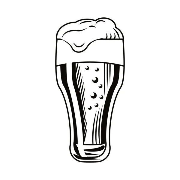 Bière verre boisson dessinée icône isolée — Image vectorielle