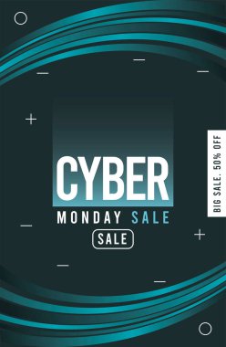 Mavi çizgili siber pazartesi indirimi posteri