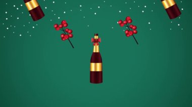 Şampanya şişeleriyle mutlu noeller.