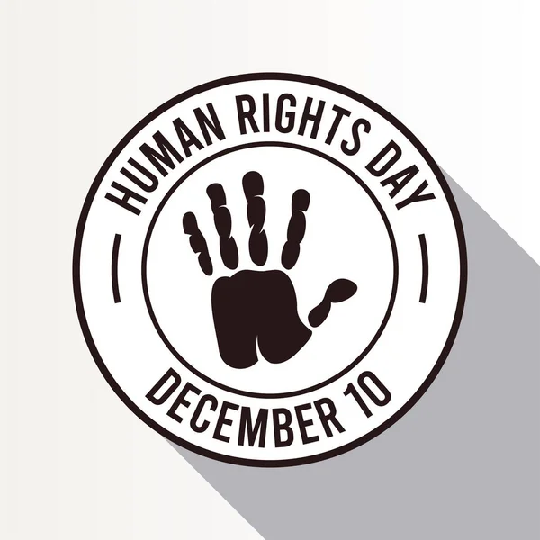 Plakat zum Tag der Menschenrechte mit Handabdruck — Stockvektor
