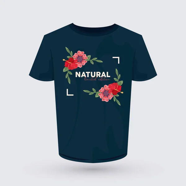 Palabra natural camisa estampado con flores — Archivo Imágenes Vectoriales