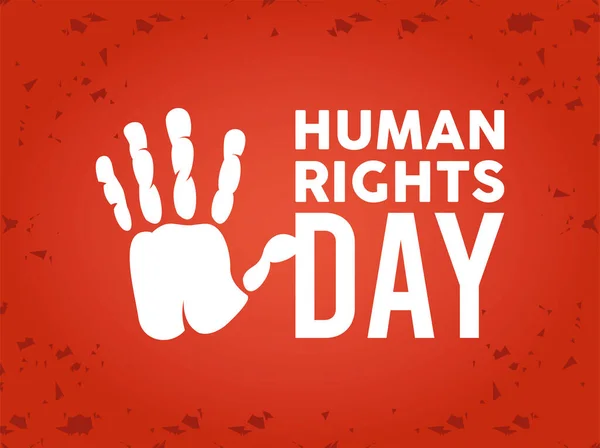 Cartel del día de los derechos humanos con impresión manual — Archivo Imágenes Vectoriales