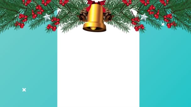 Feliz marco de Navidad feliz con bastones y campana — Vídeos de Stock