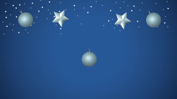 Wesołych Świąt wzór z gwiazdami i kulkami — Wideo stockowe