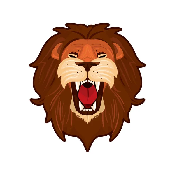 Kop van de leeuw koning voorzijde kleurrijk pictogram — Stockvector