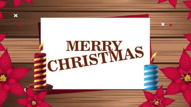 Boldog Karácsonyi üdvözlőlapot gyertyákkal — Stock videók