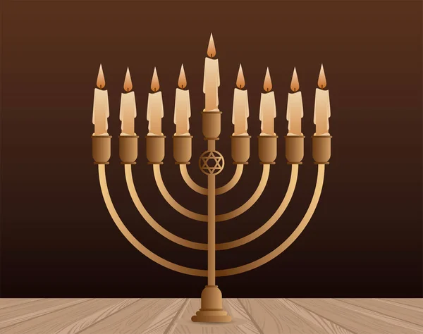 Celebração hanukkah feliz com candelabro —  Vetores de Stock