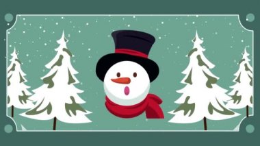 Kardan adamla mutlu noel kartları.