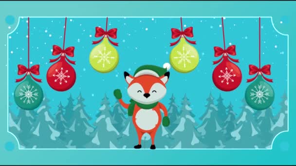 Szczęśliwa kartka świąteczna z lisem i jajami — Wideo stockowe