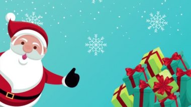 Mutlu noel kartları Noel baba ve hediyelerle