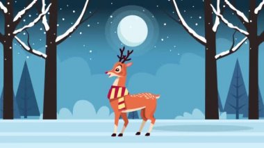 Geyikli mutlu noel kartları.