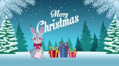 Mutlu noel mektupları içinde tavşan ve hediyeler olan