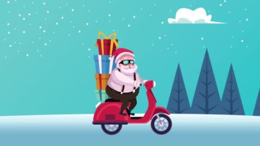 Motosikletli Noel Baba 'yla mutlu noeller.